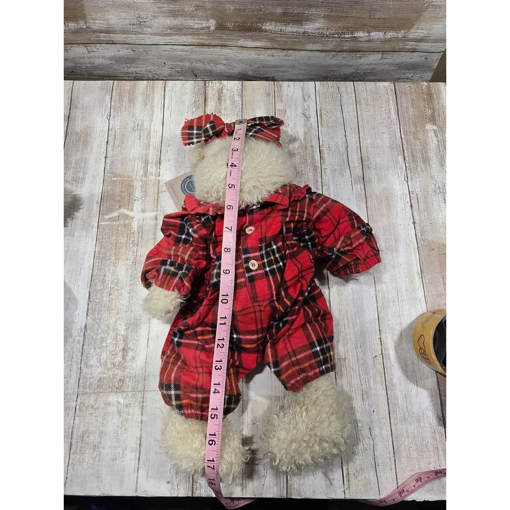 2- Boyds Bears Ophelia Plush Set Red Plaid Floral Rompers Investment 16 Inch